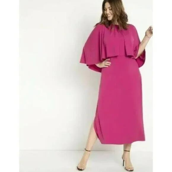 New! Eloquii Pink Cape midi Dress, womens plus‎ size 14 - Picture 1 of 15